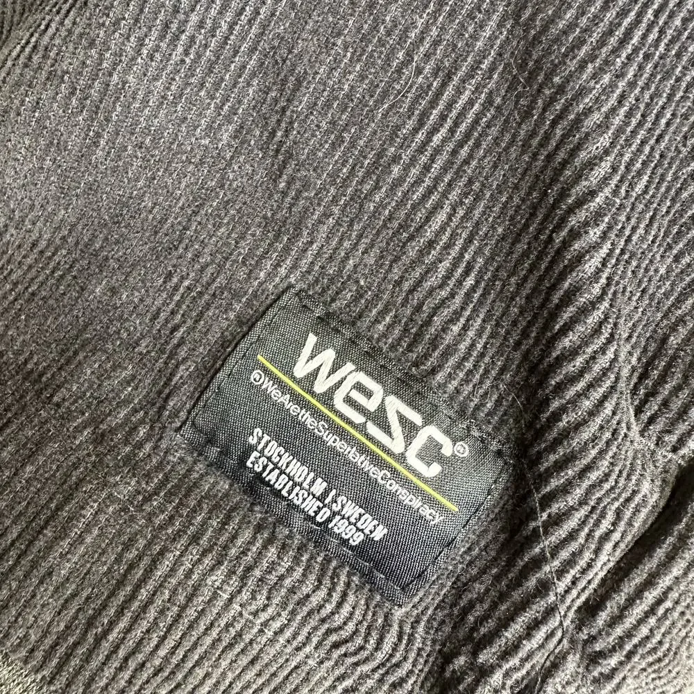 Wesc Mens size Large Womens XL Unisex Corduroy Shirt Jacket Black Cotton Zip Up